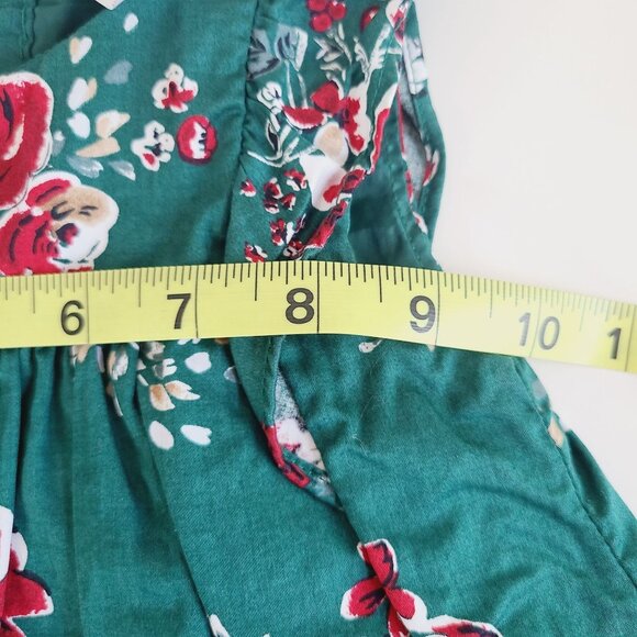 Carters Toddler Girls Floral Print Green Sleeveless A Line Dress 2T - Picture 9 of 9